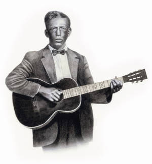 Amerikansk bluesmann Charley Patton med gitar — Svart-hvitt estetisk GIF Bakgrunner