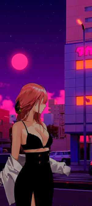 Anime-bygning i vaporwave-stil — Xiaomi 18 Pro Bakgrunner