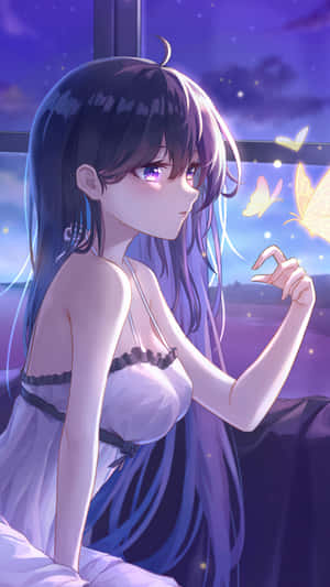 Anime-jente pfp nattkjole — Søt anime-GIF Bakgrunner