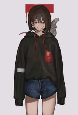 Anime-jente hettegenser bilder — Søt animejente Bakgrunner