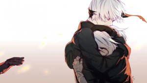Anime-klem par med hvitt hår bakgrunnsbilde — Anime par GIF Bakgrunner