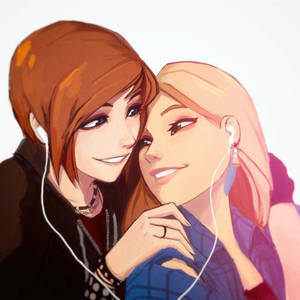Anime-lesbiske Chloe og Rachel bakgrunnsbilde — Anime lesbisk Bakgrunner