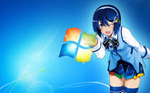 Anime Meme PFP Microsoft Blå Jente — Jente Bakgrunner