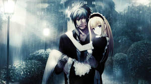 Anime-par kysser i regnet — Anime par GIF Bakgrunner