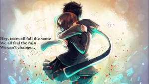 Anime-par som klemmer med sitat — Anime par GIF Bakgrunner