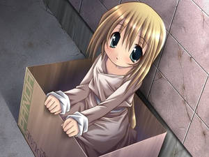 Animebarn i en eske bakgrunnsbilde