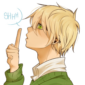 Animefigur som gjør tegn for stillhet