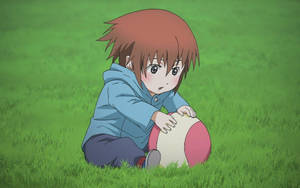 Animegutt med ball bakgrunnsbilde — Anime barn Bakgrunner
