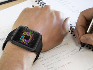 Apple Watch med svart silikonbånd bakgrunnsbilde — Apple Watch Bakgrunner