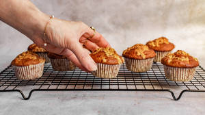 Aprikost ristede muffins bakgrunnsbilde — Pro Display XDR Bakgrunner