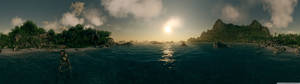 Bredt fotografi av stranden-bakgrunn. — 5120x1440 Bakgrunner