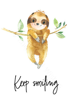 Baby Sloth Keep Smiling bakgrunnsbilde — OnePlus Pad Bakgrunner