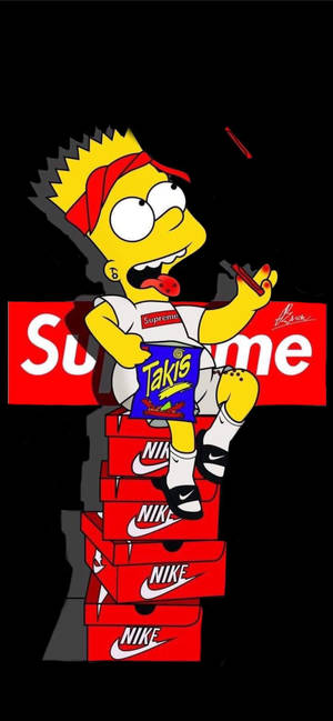 Bart Simpson Rød Supreme — Galaxy S25 FE Bakgrunner