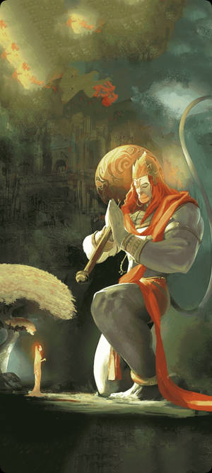 Beende hinduistisk gud Hanuman-telefon — iPhone 16 Plus Bakgrunner