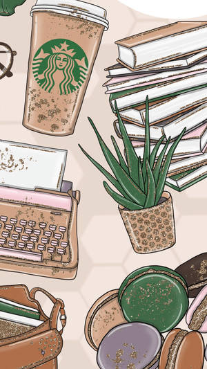 Beige Starbucks-estetikk — Beige brun estetisk GIF Bakgrunner