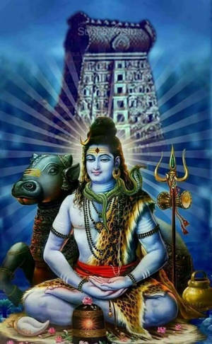 Bholenath HD Shiva Lotus Stilling Nandi Okse — Galaxy Tab Active Bakgrunner