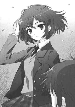 Haruhi Sasaki poserer i et stilig antrekk — Huawei Pura X Bakgrunner