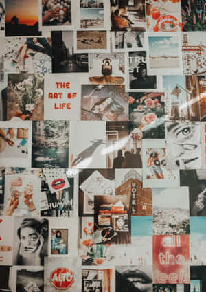 Bildetekst: Levende estetisk collage som viser en kunstnerisk fusjon av retro og moderne påvirkninger — Estetisk collage Bakgrunner