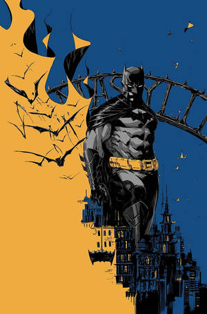 Batman blå og gul kunst iPhone — Batman Bakgrunner