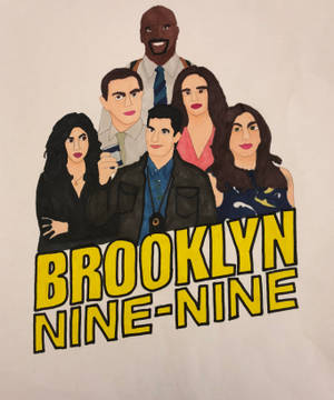 Brooklyn Nine Nine tusj fan-kunstverk bakgrunnsbilde. — Galaxy Z Fold Bakgrunner