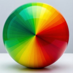En levende radiell gradient-sfære med flere fargestopp og en blank finish. — Pixel Watch Bakgrunner