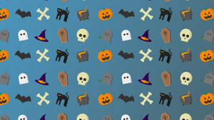 Blått søtt estetisk Halloween-skrekkikoner