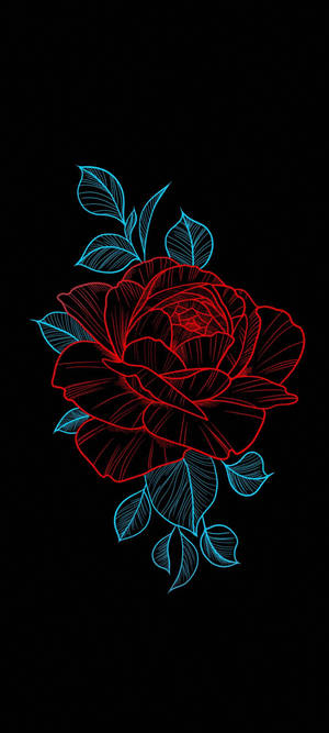 Blomsterdesign Neonrose — Honor Play 80 Pro Bakgrunner