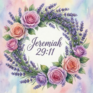 Akvarell blomsterkrans med Jeremia 29:11 bakgrunnsbilde — Pixel Watch 4 Bakgrunner