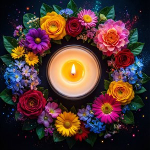 Topp-ned visning av Encanto-lys med blomster. — Huawei nova Flip Bakgrunner