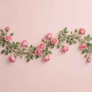 Romantisk rosa rosenranke-linjedeler på pastellbakgrunn — Pixel Watch 4 Bakgrunner