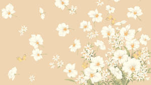 Blomsterrik Beige Estetikk Laptop