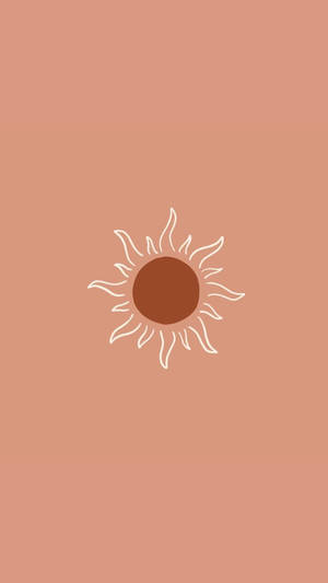 Boho-estetisk hvit omriss sol på rosa