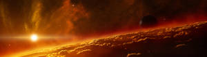 Bredskjerm scene av solen i det ytre rom bakgrunnsbilde. — 3840x1080 Bakgrunner