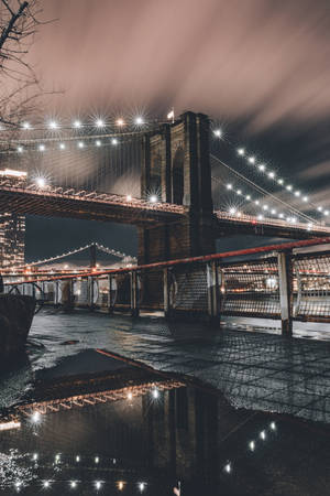 Brooklyn Bridge New York natt iPhone — Xiaomi Pad 8 Pro Bakgrunner