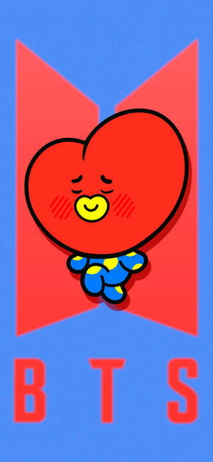 BT21 Tata på BTS-logo bakgrunn — iPhone 14 Plus Bakgrunner