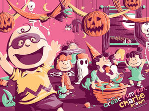 Charlie Brown rosa Halloween-fest bakgrunnsbilde