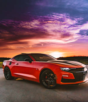 Chevrolet bil med solnedgang bakgrunnsbilde — Vivo X Fold Bakgrunner