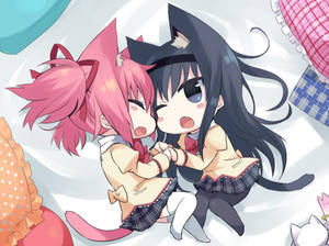 Chibi katt anime lesbisk bakgrunnsbilde — Anime lesbisk Bakgrunner
