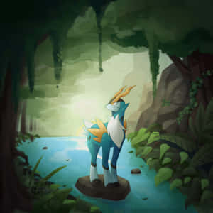 Cobalion på en stein — Anime landskap GIF Bakgrunner