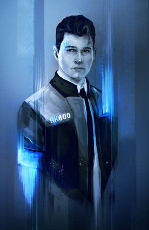 Gråtonekunst av Connor i Detroit Become Human bakgrunnsbilde — Honor MagicPad 3 Pro 12.3 Bakgrunner