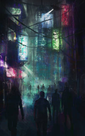 Cyberpunk by overfylte gater bakgrunnsbilde — Galaxy Tab S10 Ultra Bakgrunner