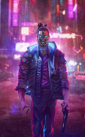 Cyberpunk mannlig android leiesoldat — Xiaomi Pad Mini Bakgrunner