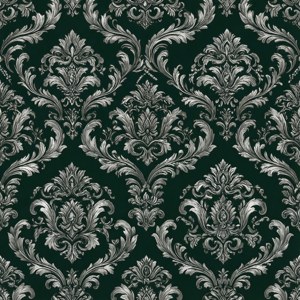 Pyntet sølvdamask på mørkegrønn for en kongelig Slytherin-estetikk tapet. — Slytherin-estetikk Bakgrunner