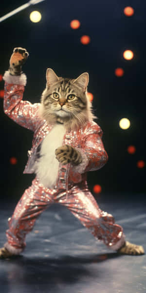 Dansende katt i glitrende kostyme