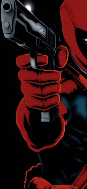 Deadpool holder pistol mot hull — Galaxy S22 Ultra Bakgrunner