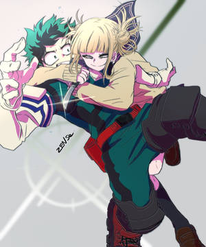 Toga som klemmer Deku fan-kunst bakgrunnsbilde — Galaxy Z Fold 5 Bakgrunner