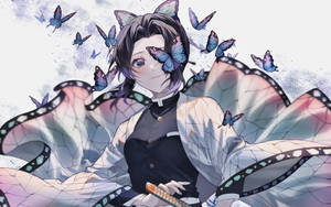 Demon Slayer Lilla og Blå Sommerfugler Shinobu PFP — Demon slayer Bakgrunner