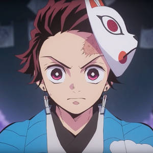 Demon slayer-maske Tanjiro-portrett bakgrunnsbilde — Rui Demon Slayer Bakgrunner