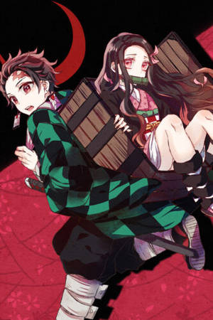 Demon Slayer Nezuko med broren Tanjiro — Demon Slayer Nezuko Bakgrunner