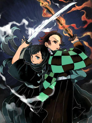 Demon Slayer Telefon Tanjiro og Muichiro — Demon slayer telefon Bakgrunner